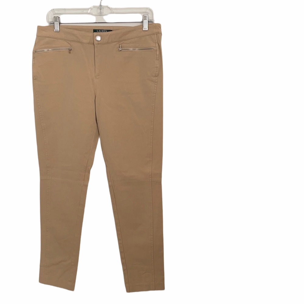 Lauren Ralph Lauren Tan Stretch Ankle Pants  Tailored Slim Fit  Size 10